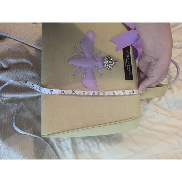 Vintage My Flat In London yellow Purple Cloth Shoulder Bag Purse Top Handle - Picture 8 of 9